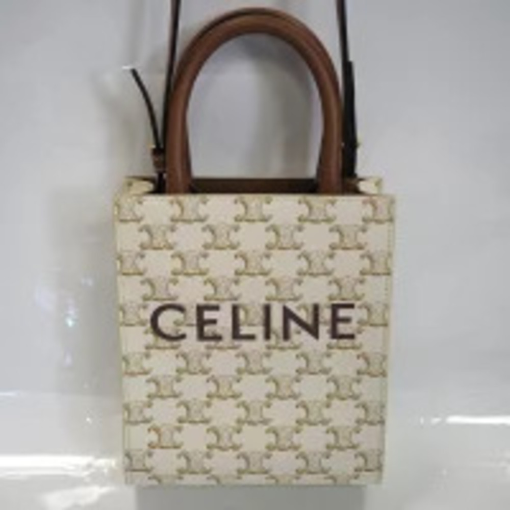 Celine Vertical Cabas Handbag Off White Brown